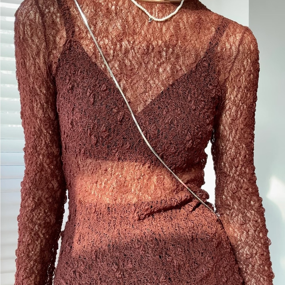 Uma Wang lacy long sleeve top with side slit